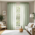 MIULEE 2 Panels Sage Green Sheer Window Curtains Elegant Window Voile by MIULEE