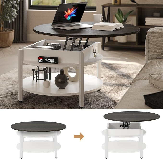 FABATO Round Lift Top Coffee Table - Image 7