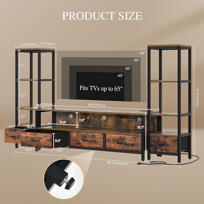 YITAHOME TV Stands for 65 inch TV Entertainment Center - Image 2