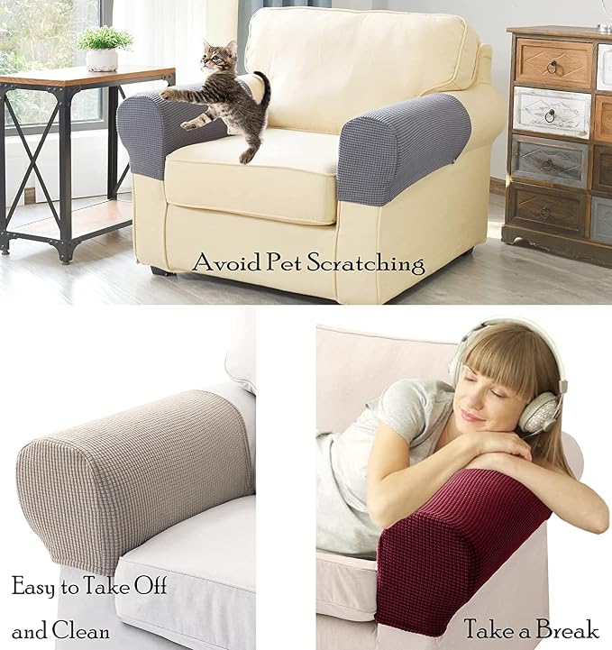 Sofa Arm Chair Covers, Couch Armrest Armchair Covers, Stretch Anti-Slip - Image 5