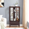 Curio Cabinet with Lighted, Tall Leg Glass Door Antique Cabinet with 1 Drawer by Firscook