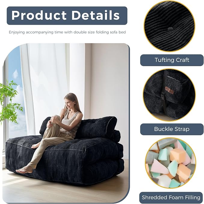MAXYOYO Folding Sofa Bed, Convertible Sleeper Chair - Image 5
