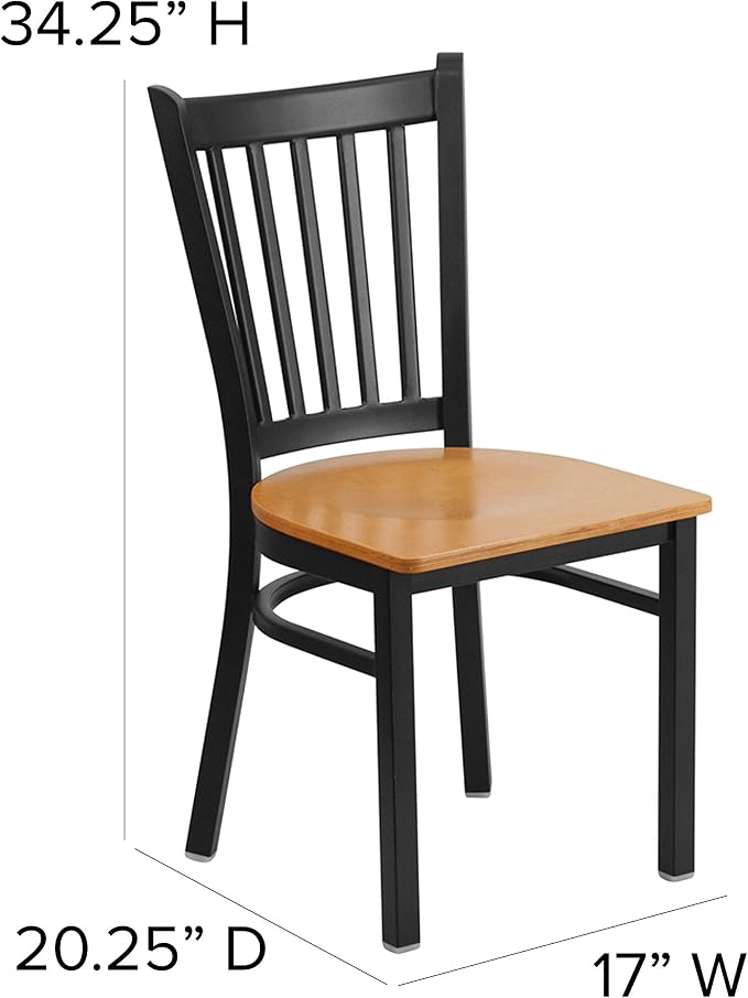 Flash Furniture HERCULES Series Black Vertical Back Metal Restaurant Chair - Image 3
