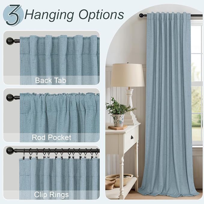 Dusty Blue Blackout Curtains for Living Room 84 Inch Length 2 Panel Farmhouse - Image 6