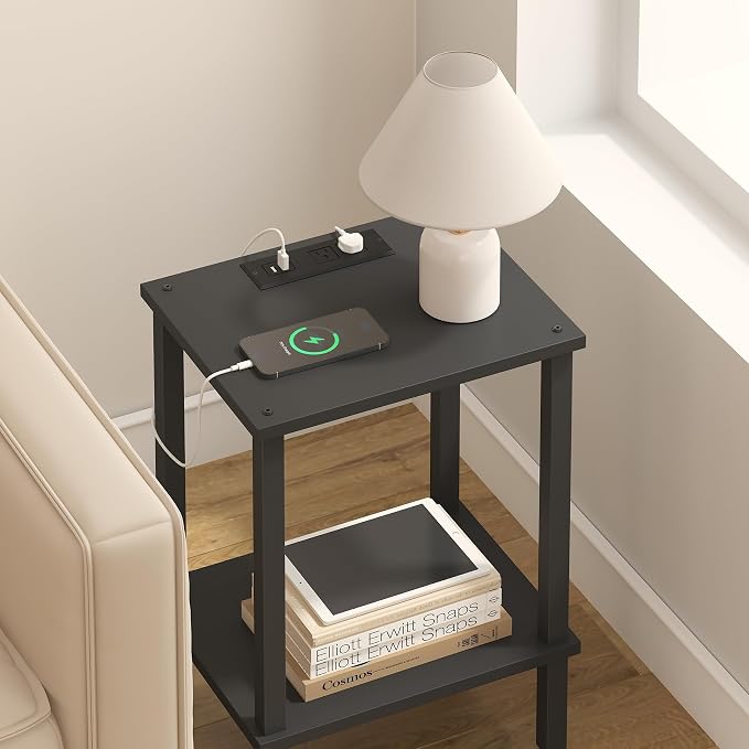 TUTOTAK End Table with Charging Station, Side Table with USB Ports and Outlets - Image 9