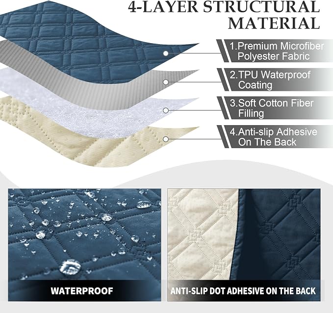 Genina L Shape Couch Cover, Sectional Couch Chaise Covers, Waterproof Washable - Image 4