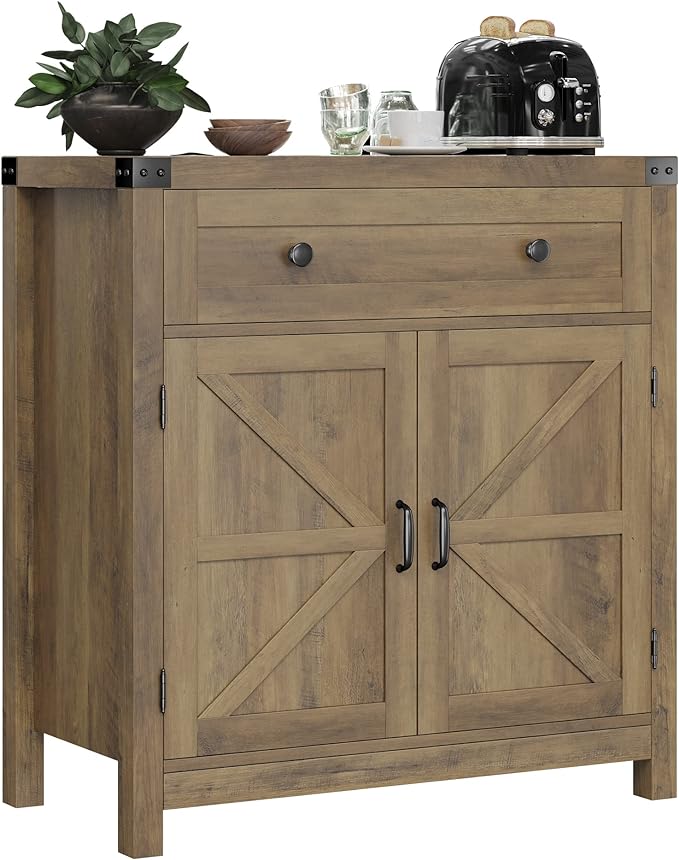 HOSTACK Coffee Bar Cabinet, Kitchen Storage Cabinet, Modern Farmhouse Buffet by HOSTACK