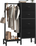 DUMOS Dresser with Hanging Rack, 4-in-1 Black Fabric Dresser by DumosLifestyle