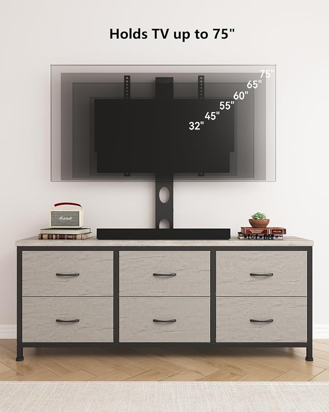 TV Stand with Mount, Fabric Dresser with 6 Drawers - Image 7
