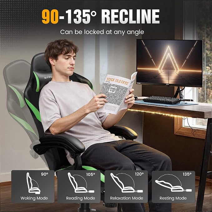 GTPLAYER Gaming Chair with Pocket Spring Cushion, Leather Office Chair with - Image 7