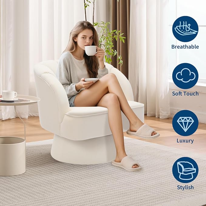 Garvee Ultra-Plush Swivel Accent Chair, 360° Barrel Lounge Chair - Image 4
