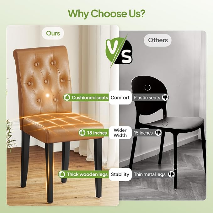 Welzona Upholstered Dining Chairs Set of 4, Button Tufted Parsons Dining Chair - Image 4