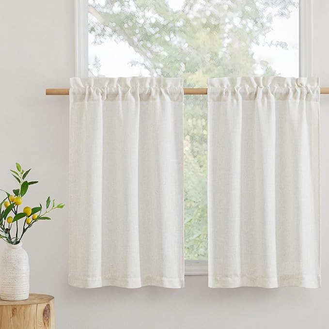 RYB HOME Window Topper Valances 36 Inch Length, Light Filtering Linen Textured by RYBHOME