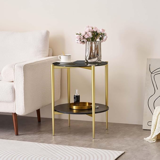 LumFurn Round Glass End Table, Mid-Century Modern Design Sofa Table - Image 4