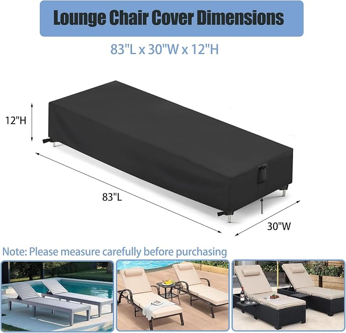 Chaise Lounge Covers, 2 Pack Waterproof Outdoor Lounge Chair Covers - Image 2