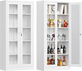 Glass Display Cabinet With Doors, 4 Adjustable Shelves by Anxxsu