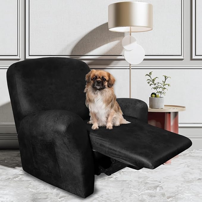 ANARACHON Leather Look Recliner Chair Covers Stay in Place 4-Piece Recliner - Image 2
