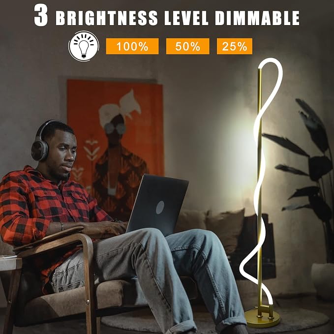 Modern LED Gold Floor Lamp, 3-Level Dimmable Flexible DIY Modeling Tall - Image 8