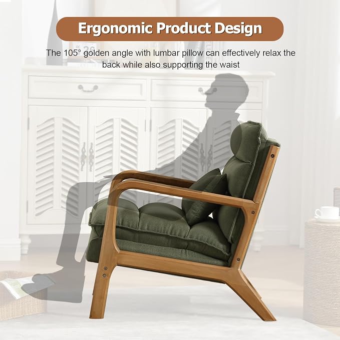 INZOY Accent Chairs Set of 2, Mid Century Modern Accent Chair - Image 4
