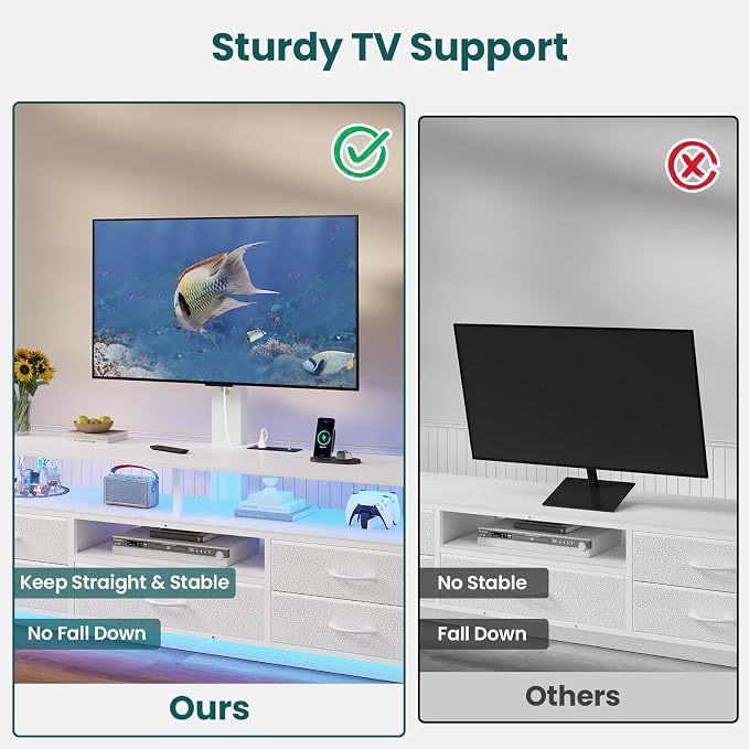 BTHFST TV Stand with Mount for 45/55/65/70 inch TVs, 51.2" LED TV Stand with - Image 6