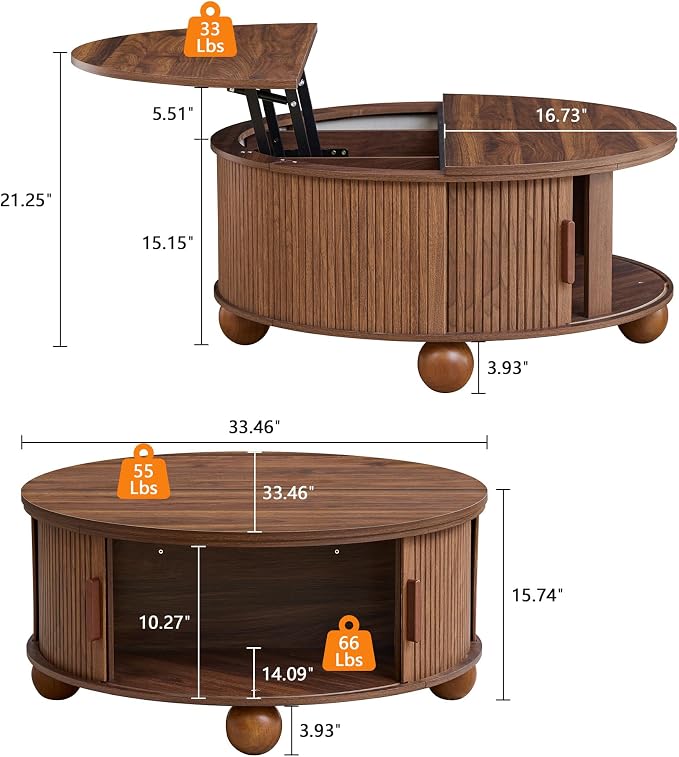 Round Lift Top Coffee Table - Image 2