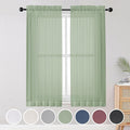 OWENIE Sheer Curtains Living Room 54 inches Long, Rod Pocket Curtain Sheers by OWENIE
