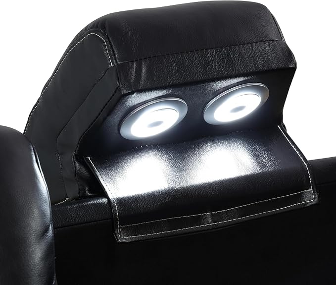 Power Recliner Sofa with LED Lights, Leather Power Reclining Sofa, Living Room - Image 4