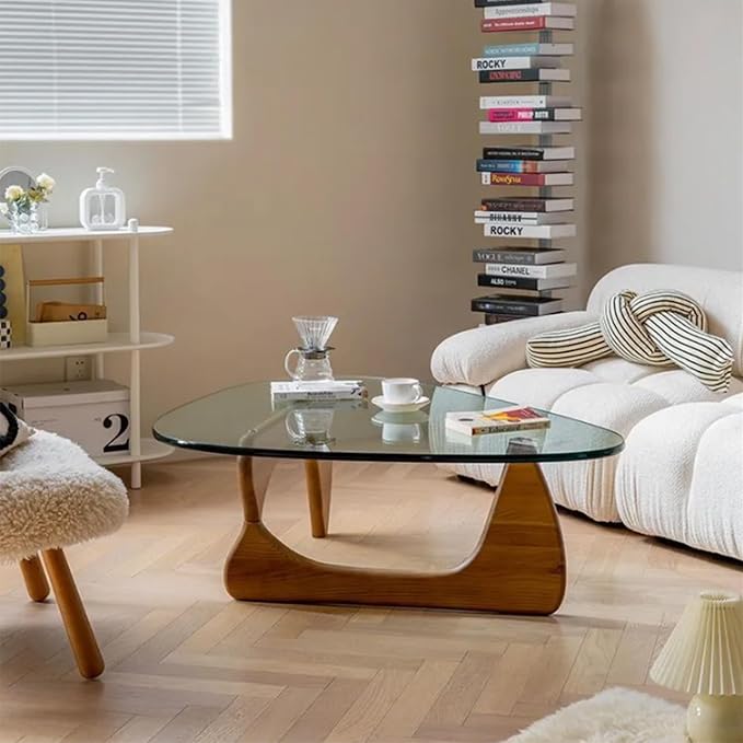 EASYSOUL Modern Glass Coffee Table, 32.68" D x 22.44" W x 15.75" H, Abstract - Image 3