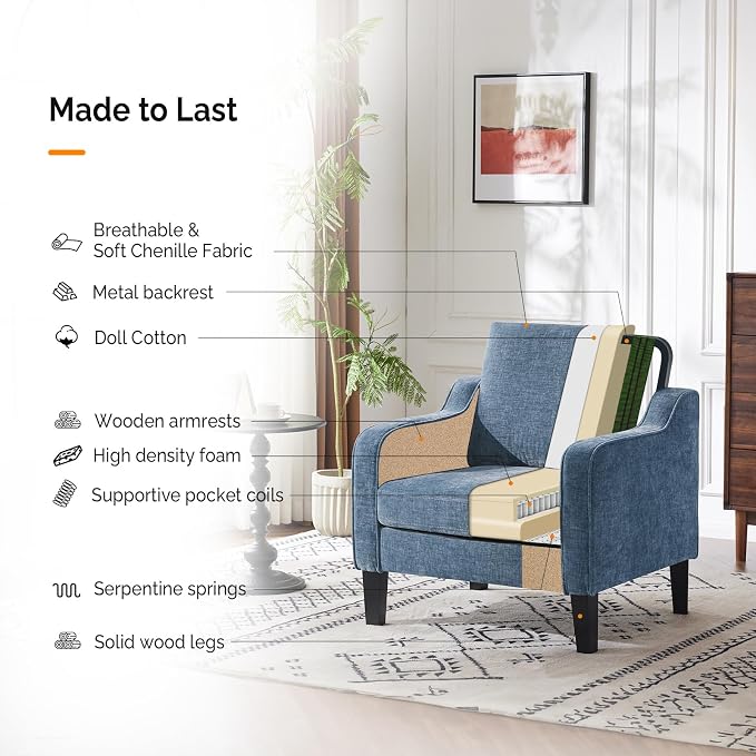 VINGLI Mid Century Modern Accent Chair Set of 2, Waiting Room - Image 5