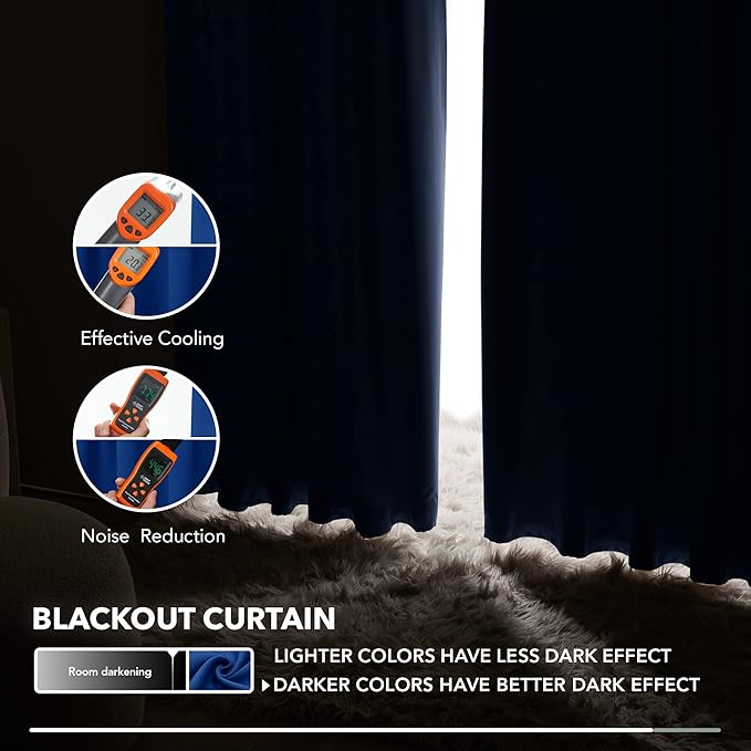 Deconovo Blackout Curtains, Thermal Insulated, W42 x L84 2 Panels, Back Tab - Image 5