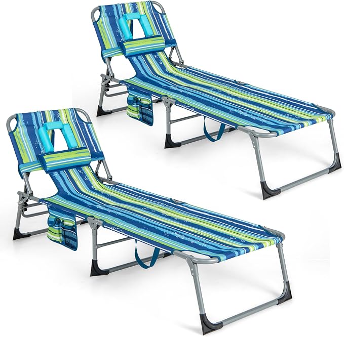 Goplus Tanning Chair, Folding Adjustable Patio Lounge Chair by Goplus