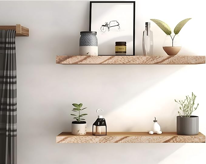 YYWUOJJ Wood Floating Shelves for Wall Decor, Rustic Wall Shelves for Bedroom - Image 7