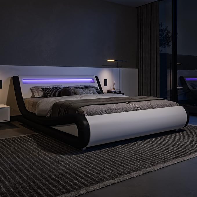 Allewie Queen Size LED Platform Bed Frame - Image 3