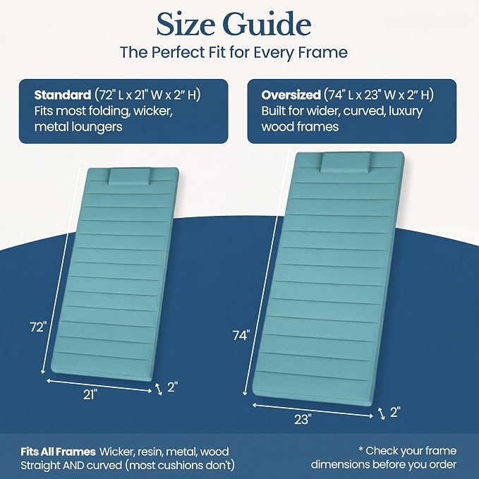 Quilted Chaise Lounge Outdoor Patio Furniture Cushions | Water-Resistant Patio - Image 6