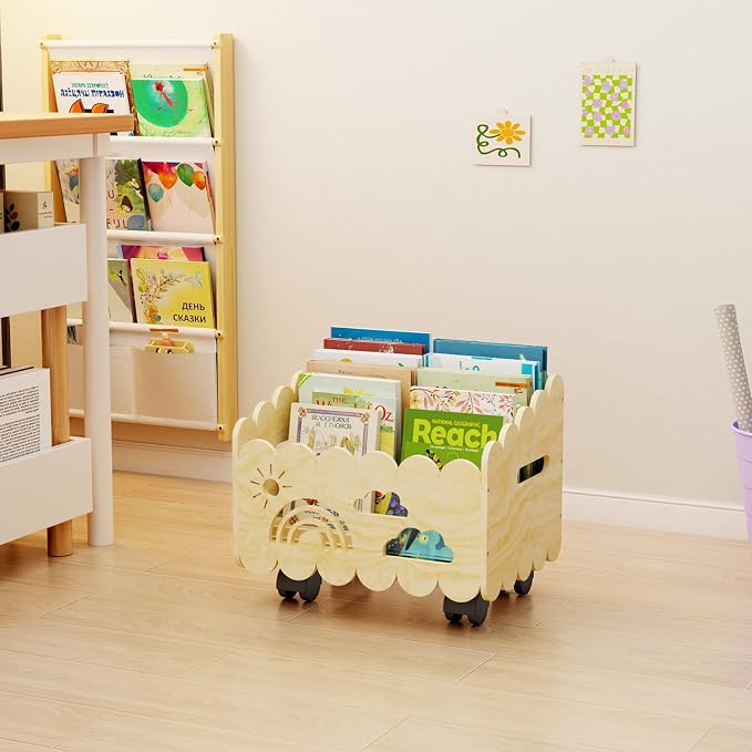 Wood Kids Bookshelf, Montessori Bookshelf, - Image 5