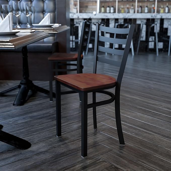 Flash Furniture HERCULES Series Black Ladder Back Metal Restaurant Chair - Image 2