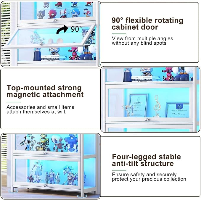Display Cabinet with Acrylic Glass Doors 67.7'' Tall Curio Cabinet - Image 4