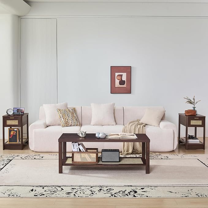 Lerliuo Boho Coffee Tables for Living Room, Rattan Center Table - Image 8