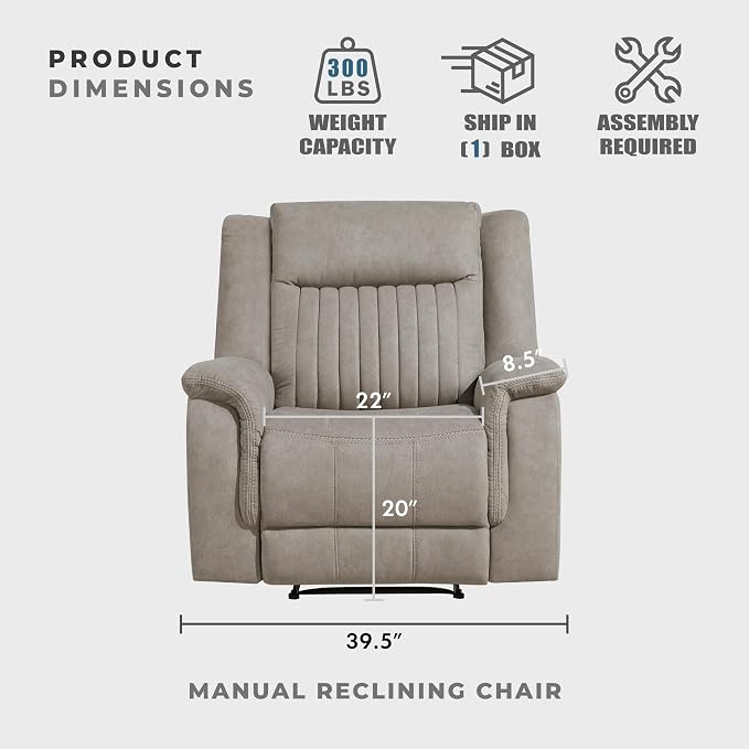 Lexicon Manual Recliner Chair, Polished Microfiber Reclining Sofa Chair - Image 5
