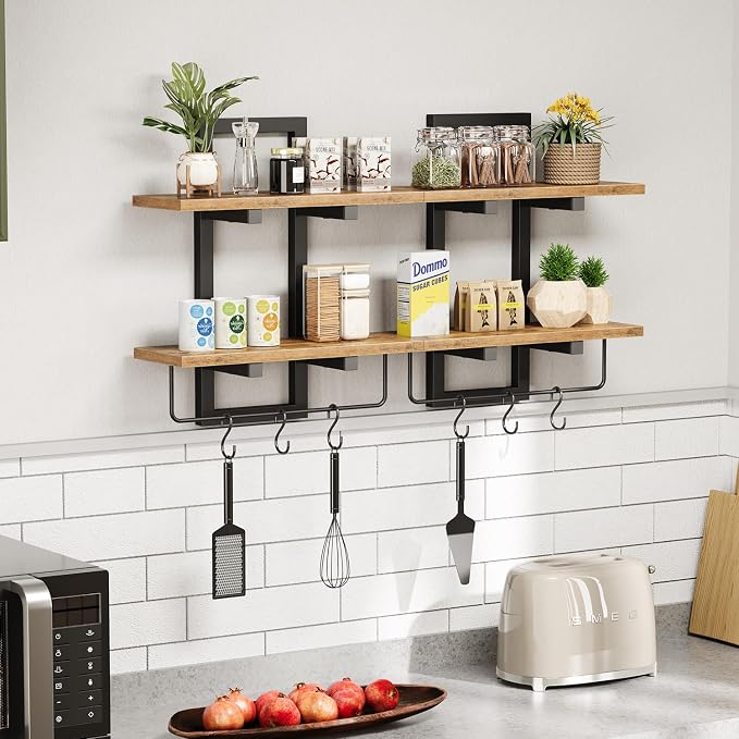 Creso hom Floating Shelves for Wall Set of 2, Wood Wall Shelf - Image 5