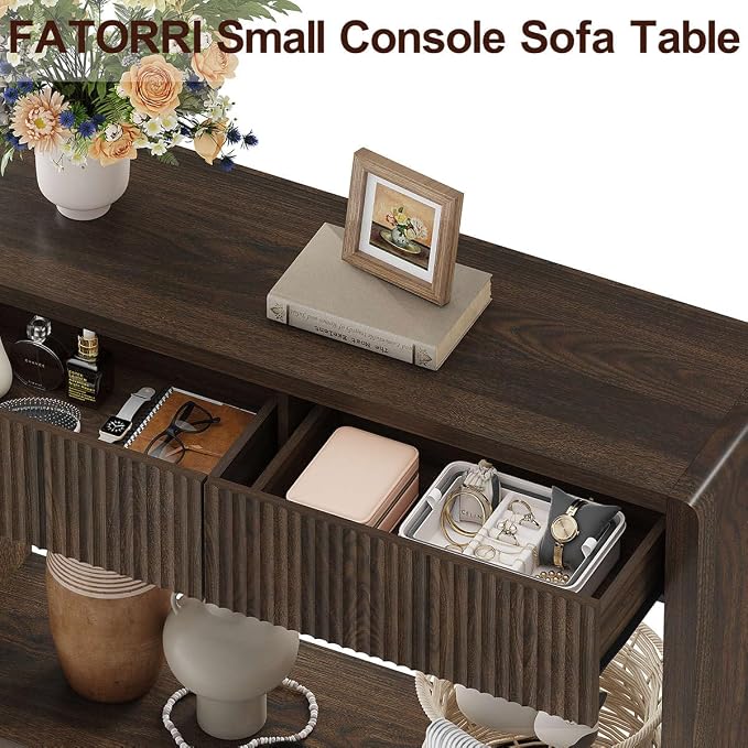 FATORRI Console Entryway Table, Narrow Wooden Sofa Table - Image 5