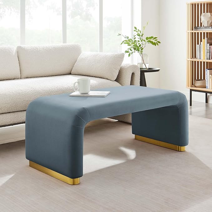Modway EEI-6735-BRA-CAB Koda Performance Velvet Waterfall Ottoman, Brass Cadet - Image 2