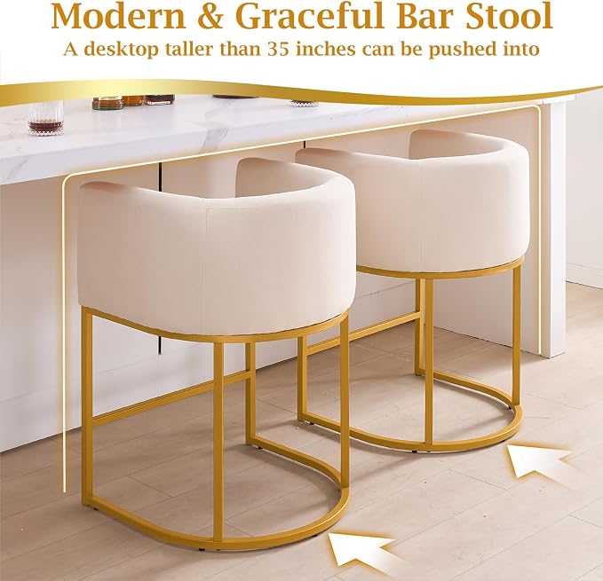 ClinQ 26" H Counter Height Bar Stools Set of 2, Modern Barrel Counter Stools - Image 4