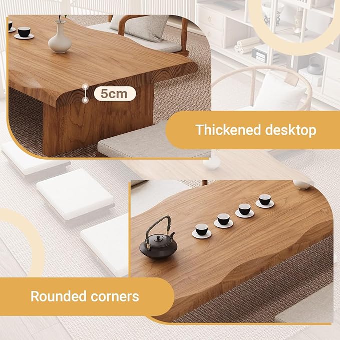 Japanese Tatami Wooden Coffee Table Palace Style Small Wooden Tables - Image 3