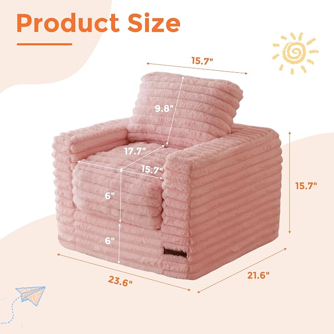 MAXYOYO Kids Bean Bag Chair, Comfy Faux Fur Bean Bag Sofa - Image 2