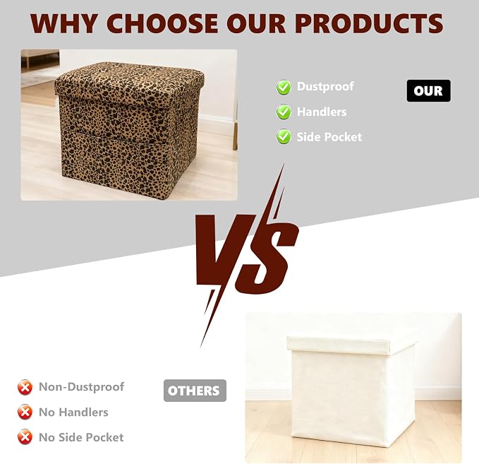 ALASDO Storage Ottoman Footrest Stool Small Ottoman - Image 4