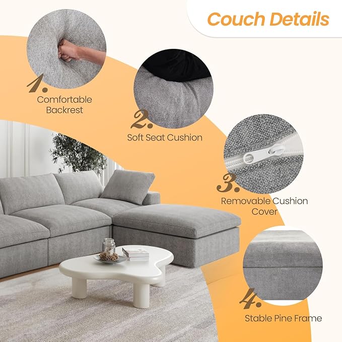 JACH L-Shaped Cloud Sectional Sofa - Image 3