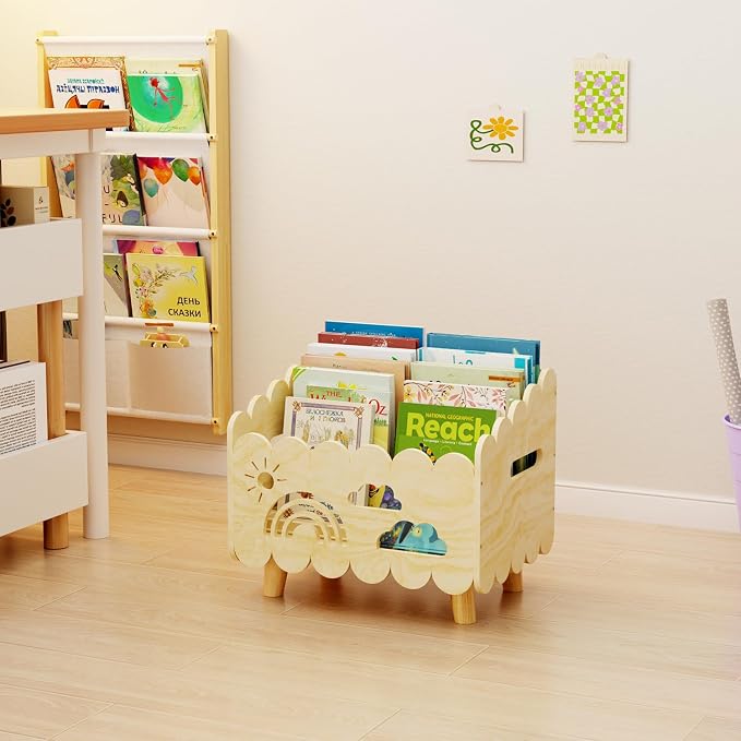 Wood Kids Bookshelf, Montessori Bookshelf, - Image 5