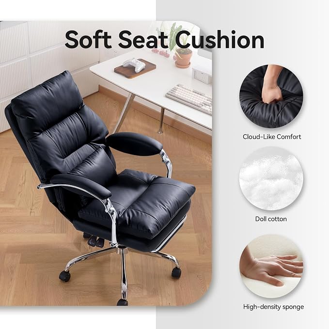 LEAGOO Office Chair with Foot Rest, Swivel Computer Desk Chair PU Leather - Image 8