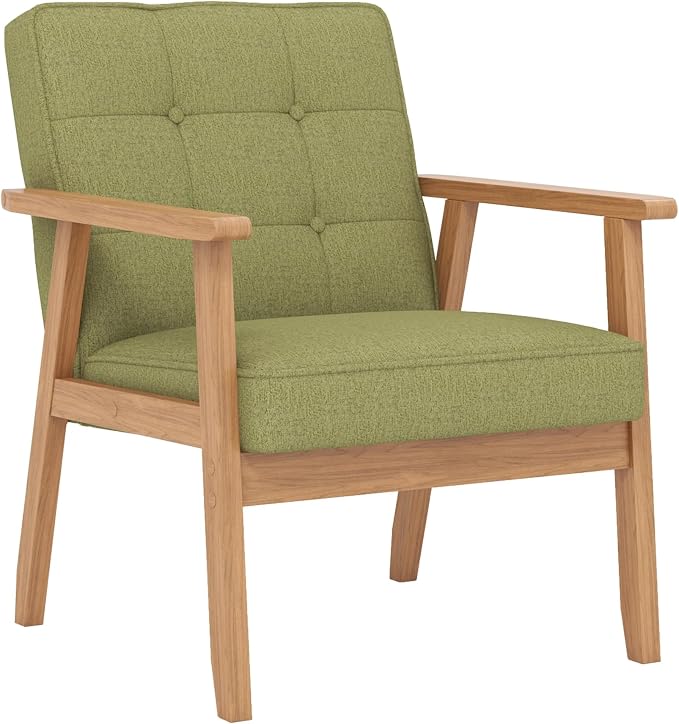 Modern Accent Chair with Arm Rest, Upholstered Linen Fabric Leisure Side Chair by Unknown